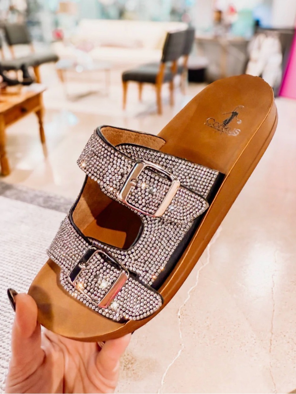 Corky's Let's Be Real Sandals - Black Rhinestone Size 9